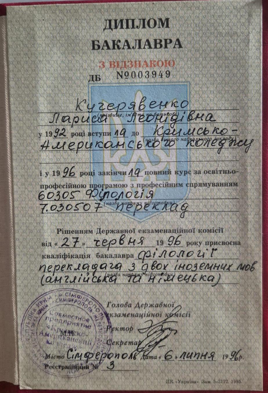 Диплом бакалавра