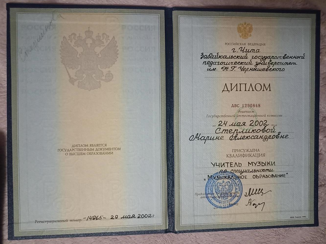 Диплом о высшем профессиональном образовании 