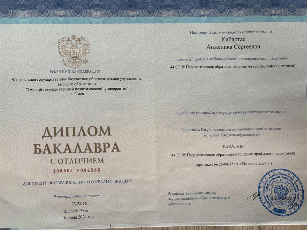 Диплом бакалавра с отличием