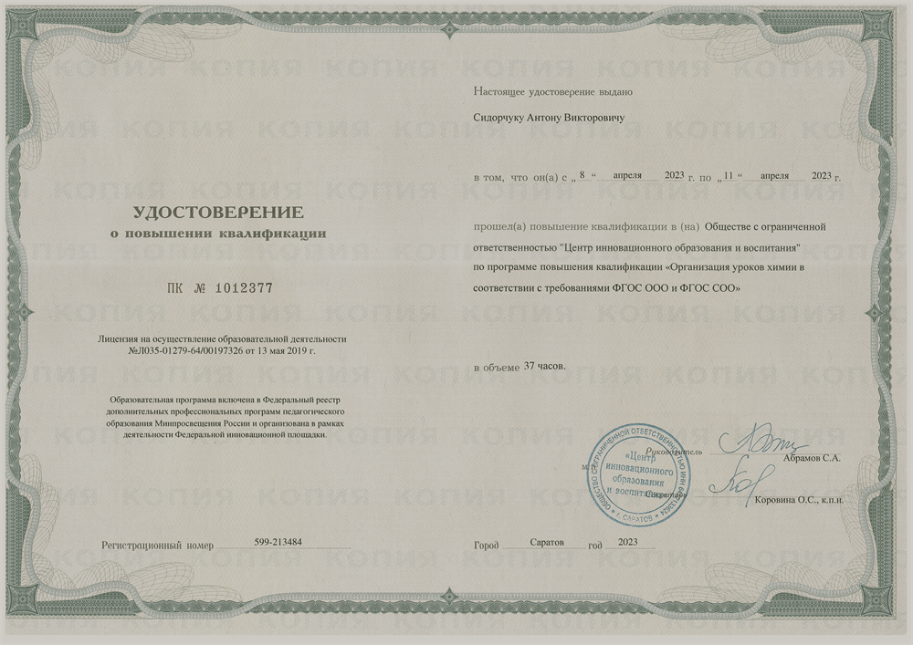 Организация уроков химии в соответствии с требованиями ФГОС ООО и ФГОС СОО