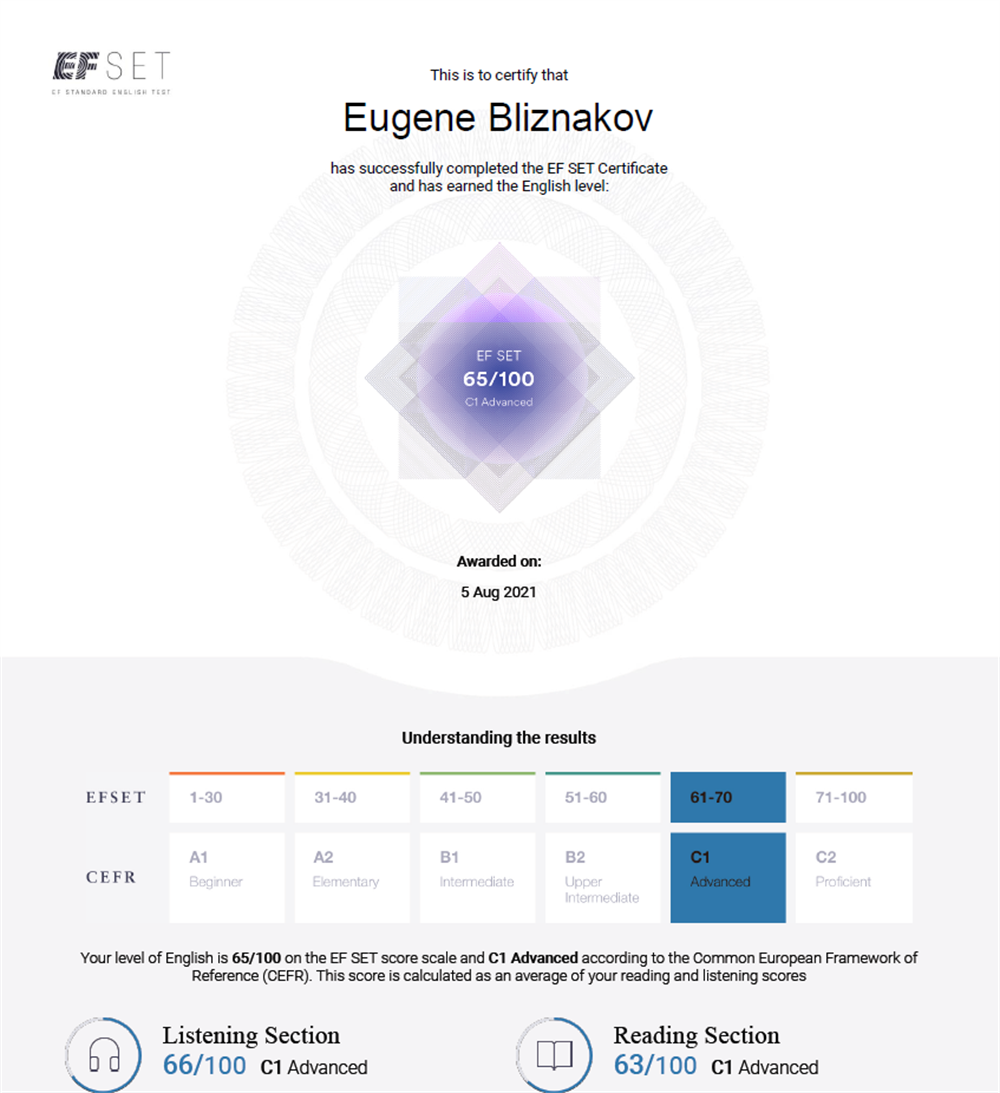 EFSET certification