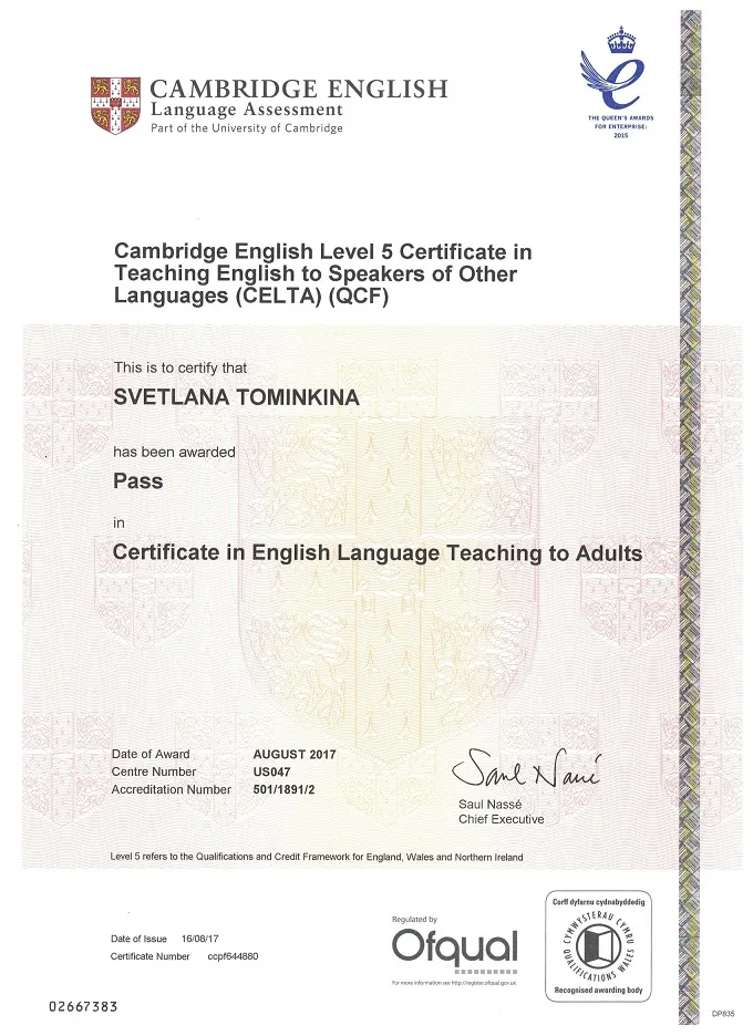CELTA (Certificate in English Language Teaching to Adults)