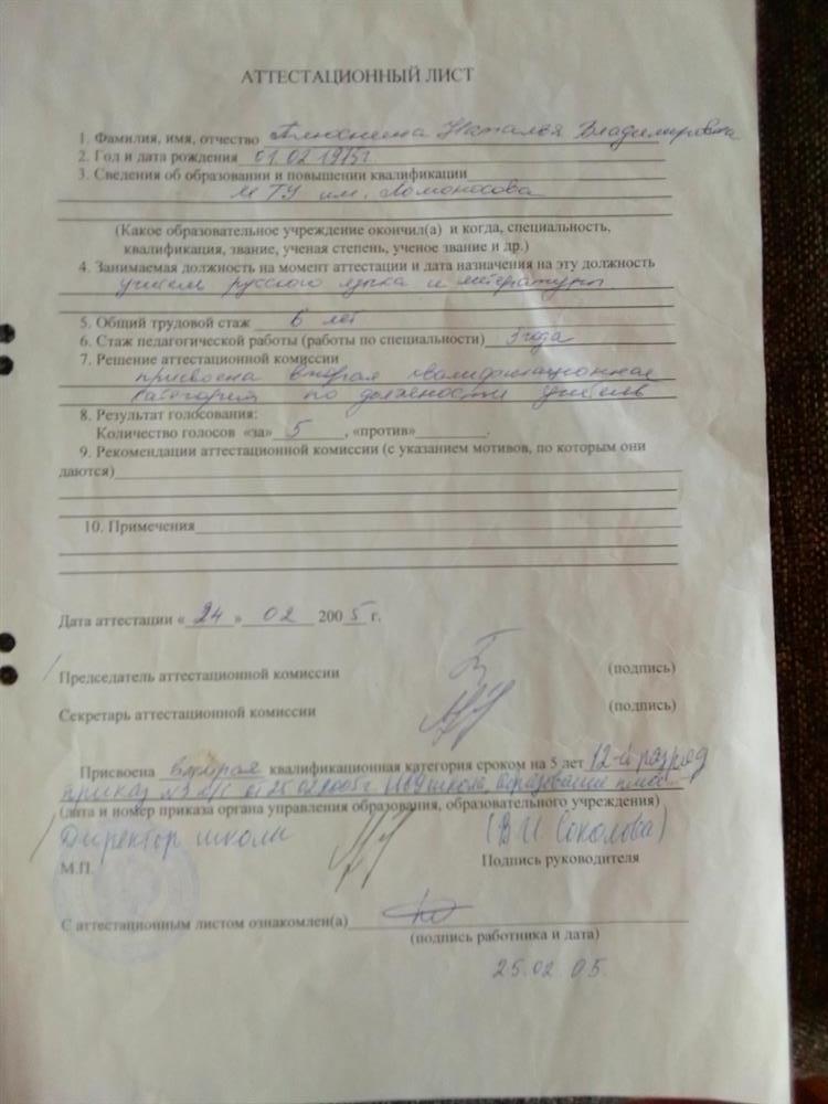документ о квалификации