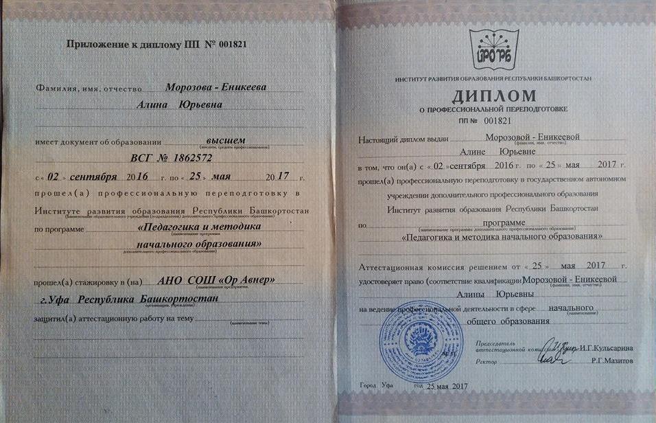 Диплом. Педагогика и методика начального образования. Педагог. Методист.