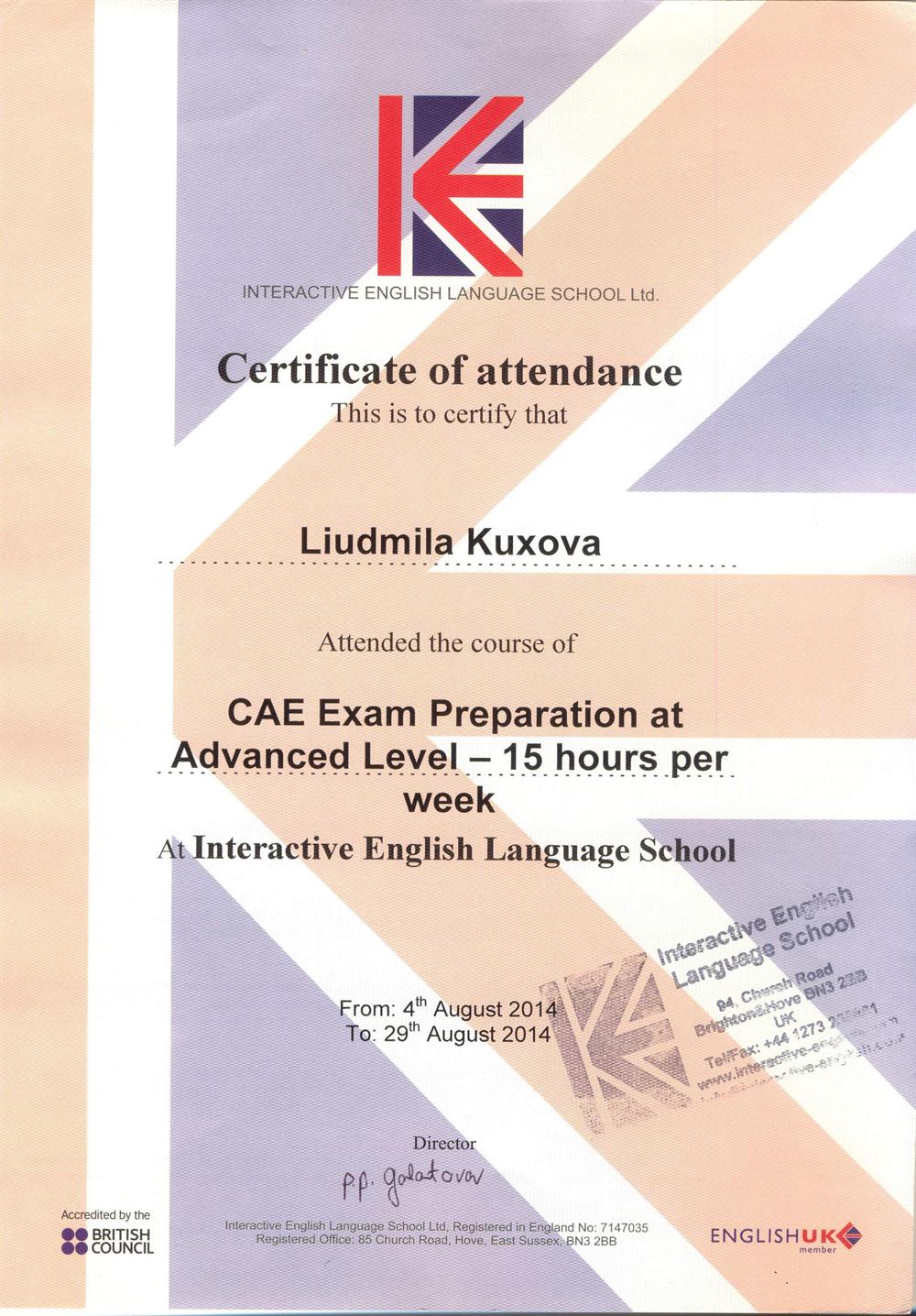 Курс CAE Exam Preparation at Advances level в языковом центре Interactive English Language School (Брайтон, Англия)