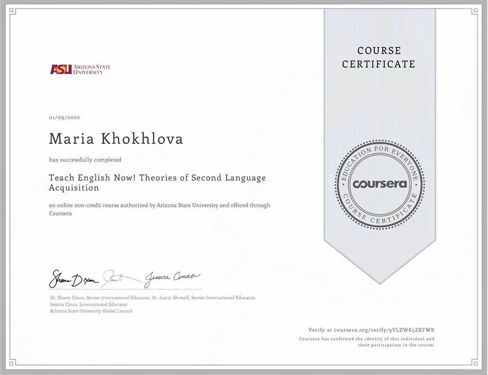 Theories of Second Language Acquisition (part of TESOL certification)