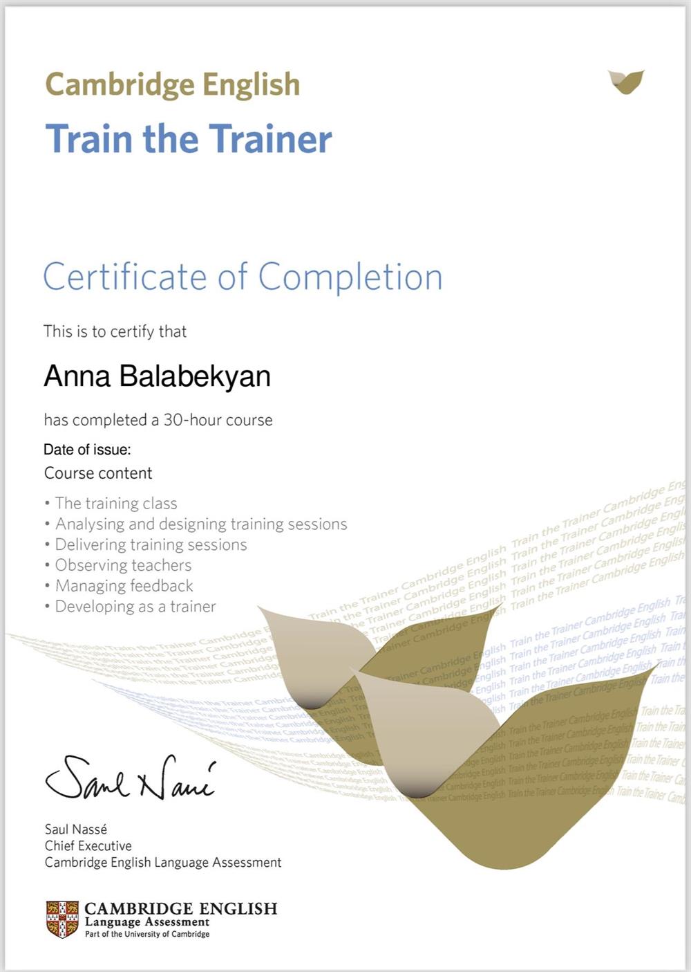 Курс повышения квалификации от Кембридж Train the Trainer