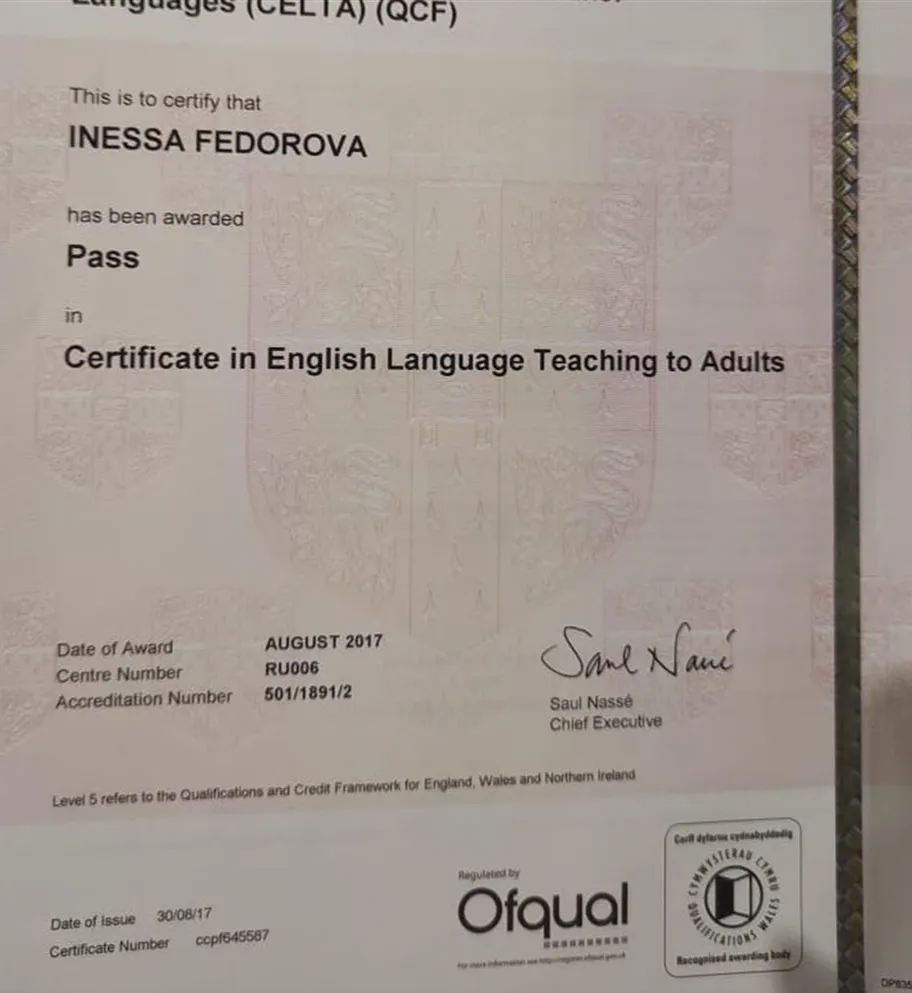 Cambridge Certificate in English Language Teaching to Adults 