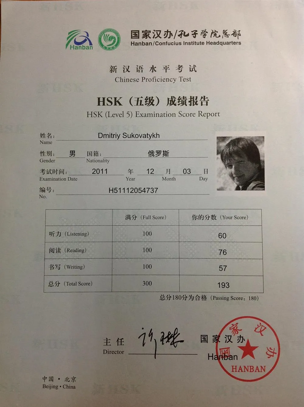Сертификат владения китайским языком - HSK 5