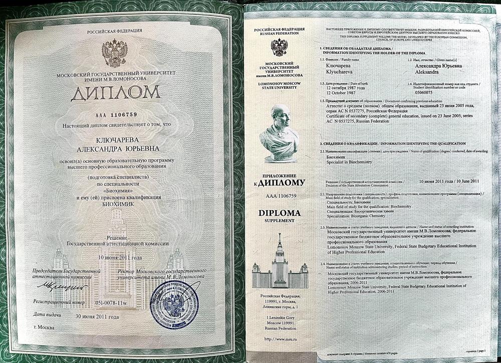 Диплом. Московский государственный университет 