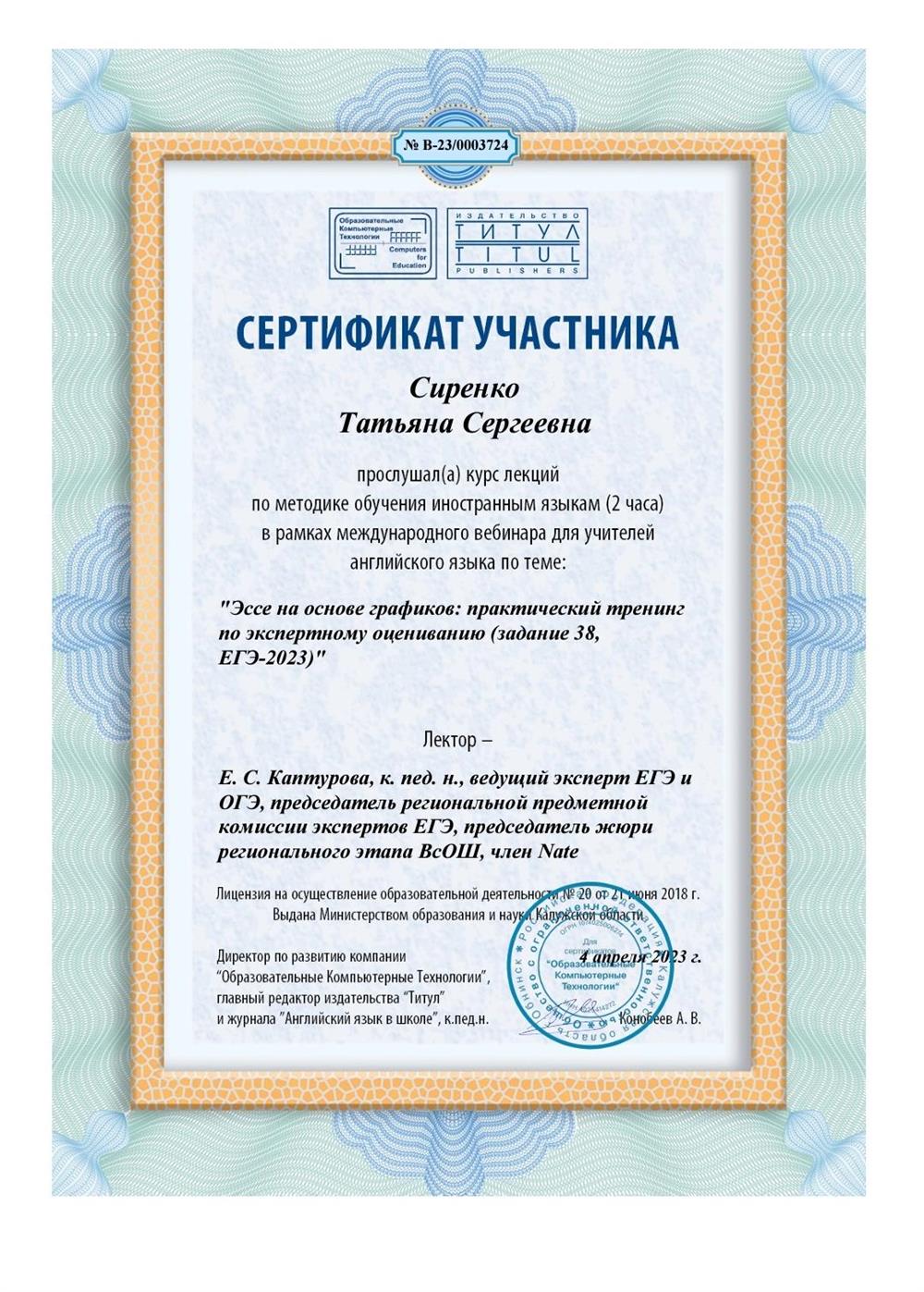 Сертификат. Методика написания эссе/графика в ЕГЭ 2023