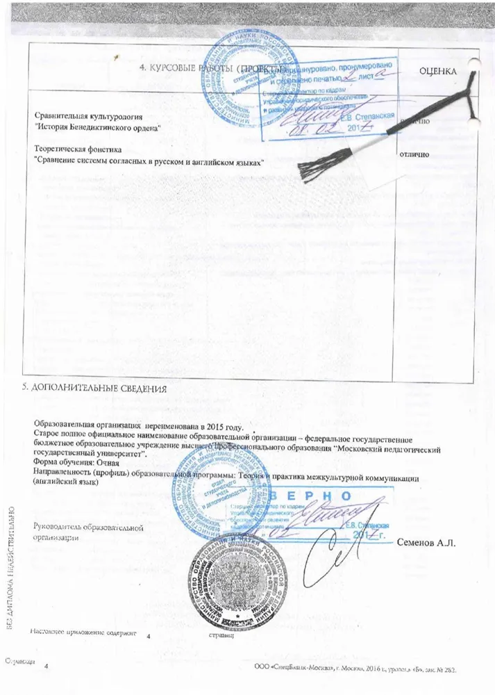Приложение к диплому