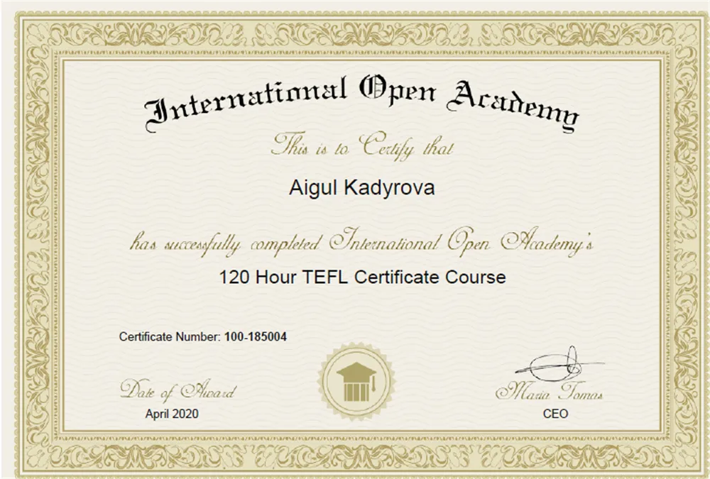 TEFL certificate