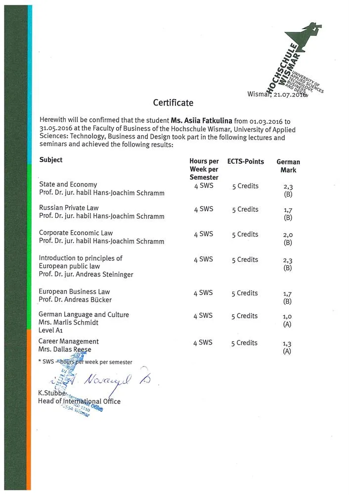 Germany certificate