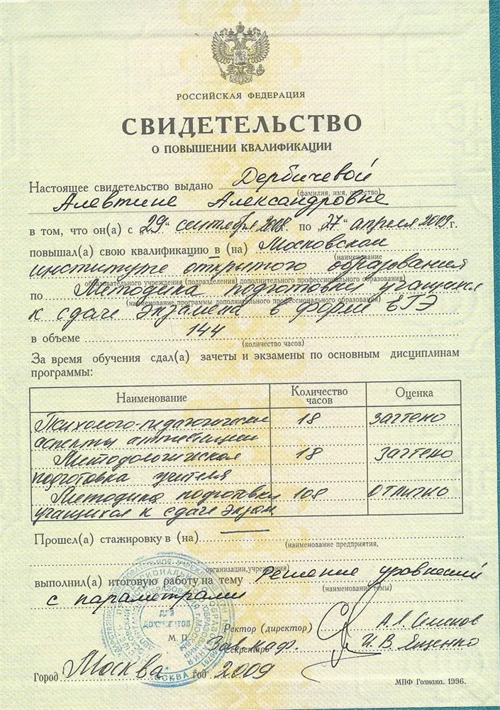 Свидетельство
