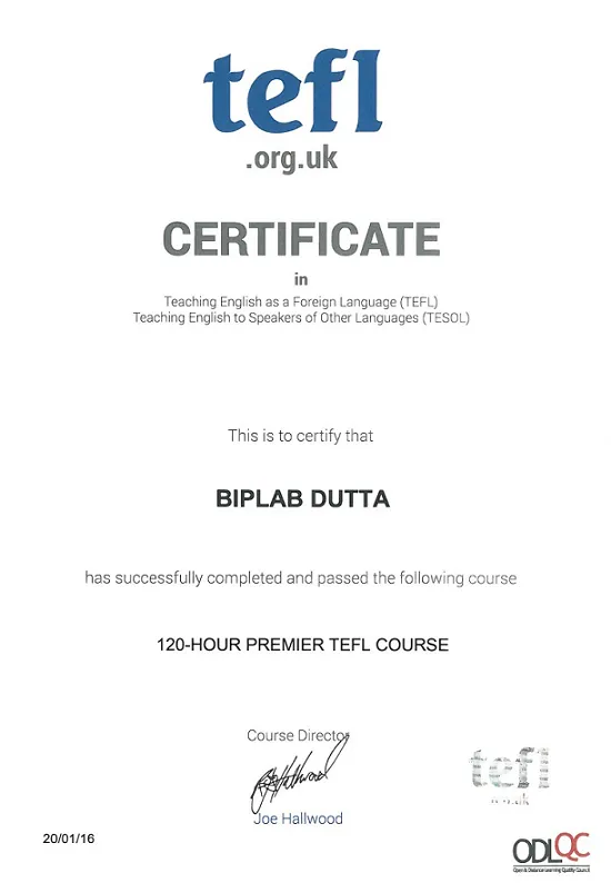 Сертификат. Teaching English as a Foreign Language (TEFL) Teaching English to Speakers of Other Languages (TESOL)