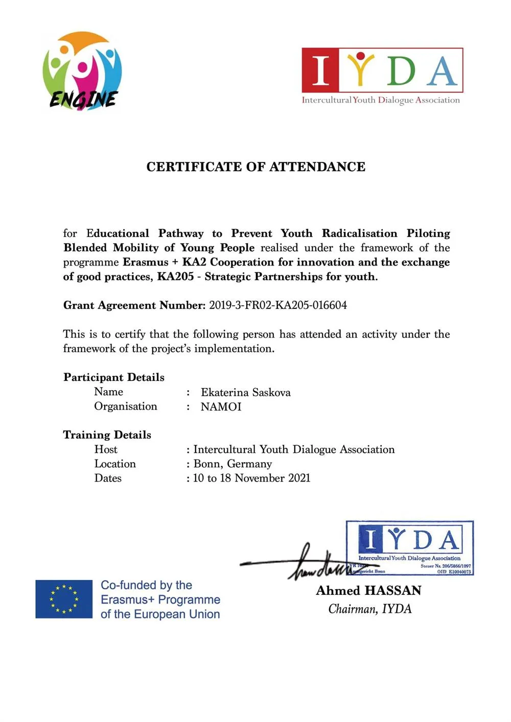 ENGINE Certificate 2021