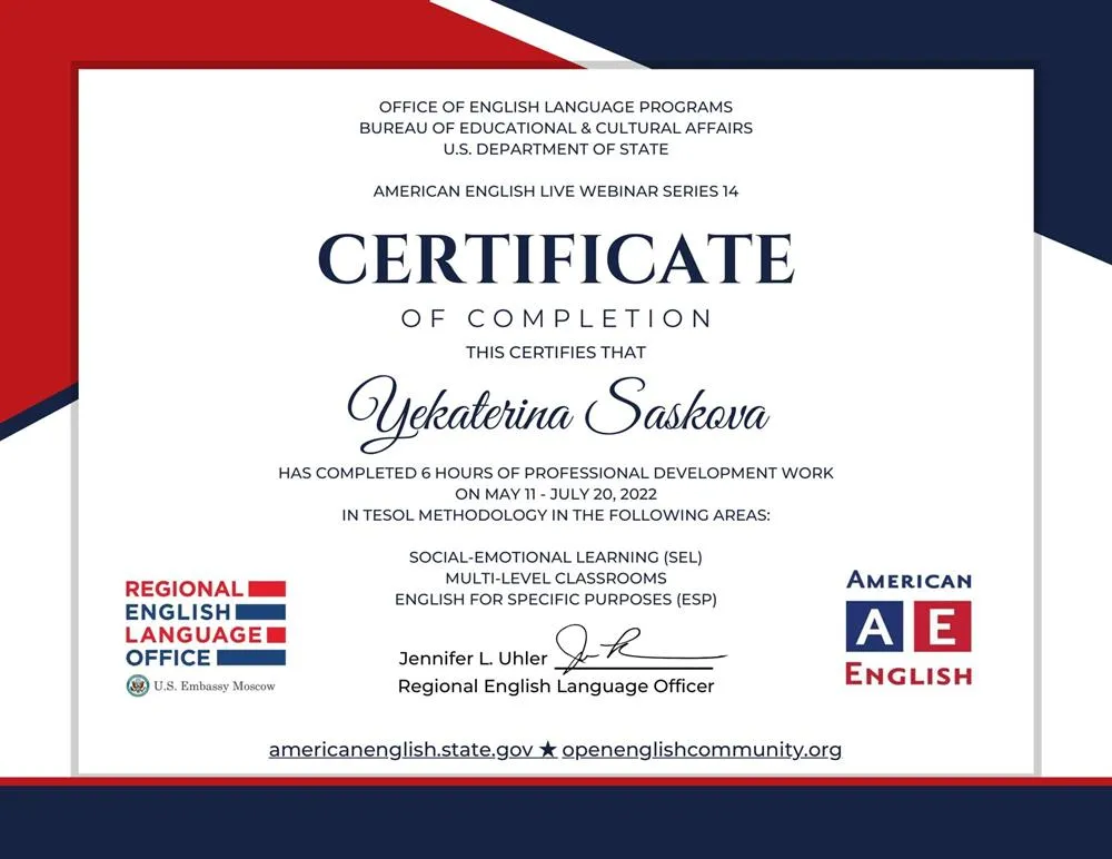 Teacher Development Series Certificate