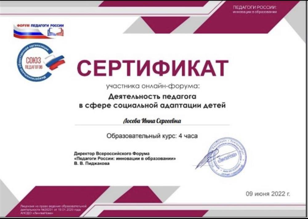 2022 «Деятельность педагога в социальной адаптации детей»
