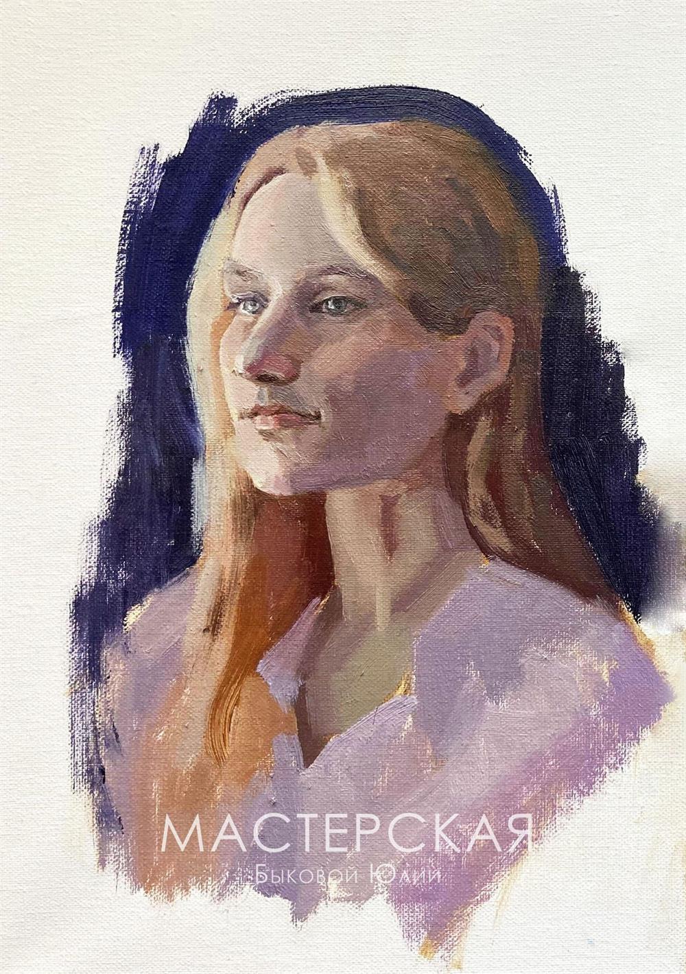Девушка в лиловом. Масло