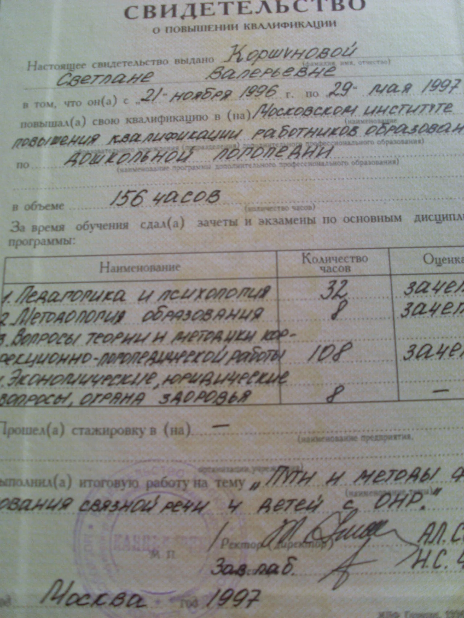 Свидетельство