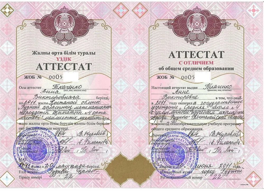 Школьный аттестат с отличием