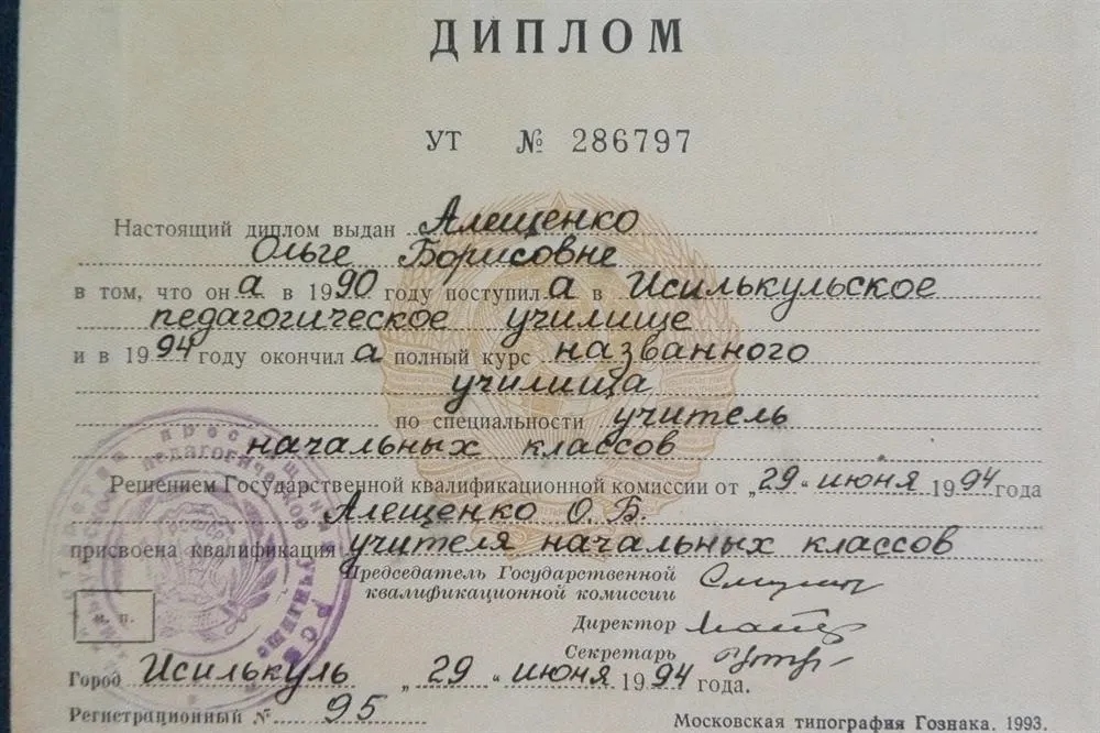 Диплом по специальности "Учитель начальных классов"