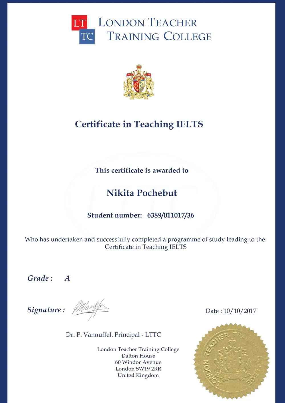 Сертификат "Teaching IELTS"