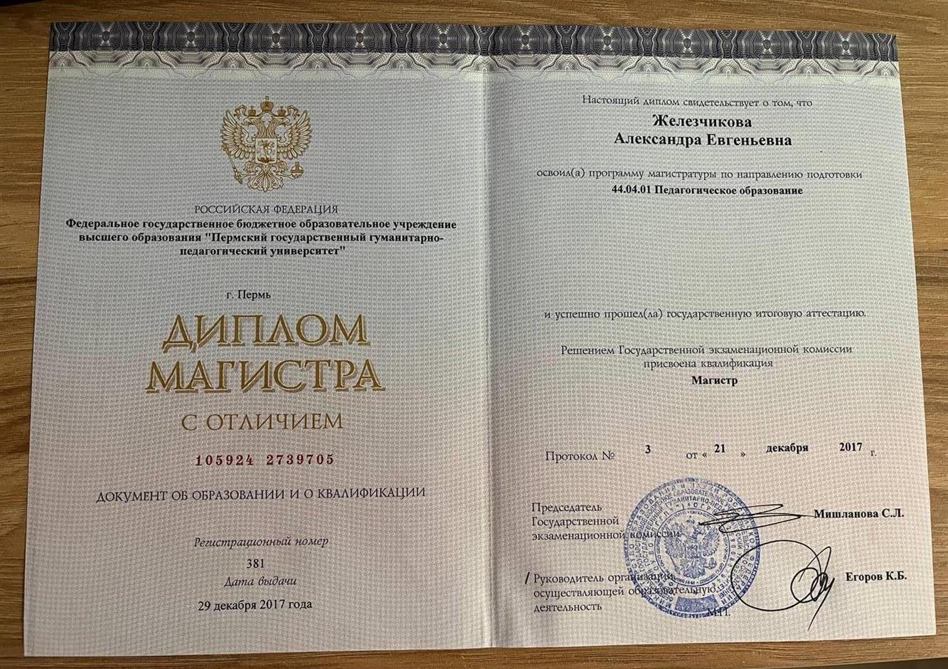 Диплом Магистра