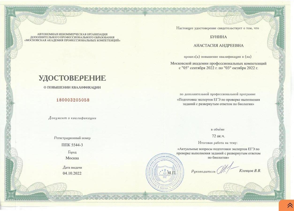 Удостоверение о повышении квалификации