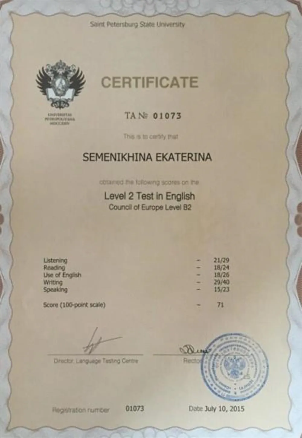 Council of Europe Level B2
