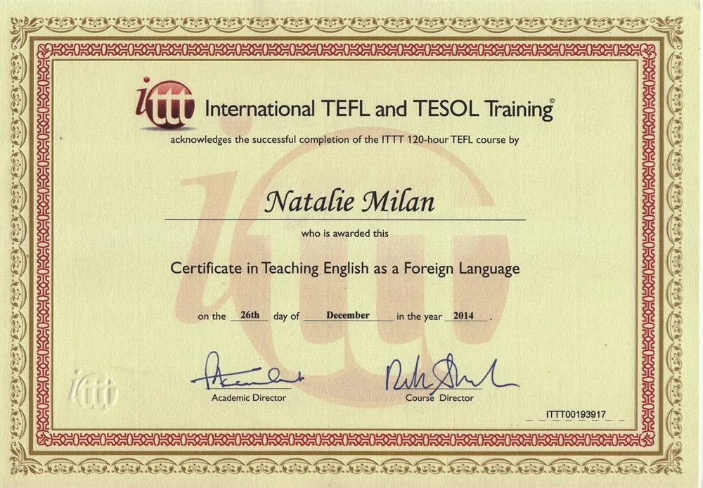 Сертификат TEFL (TESOL)