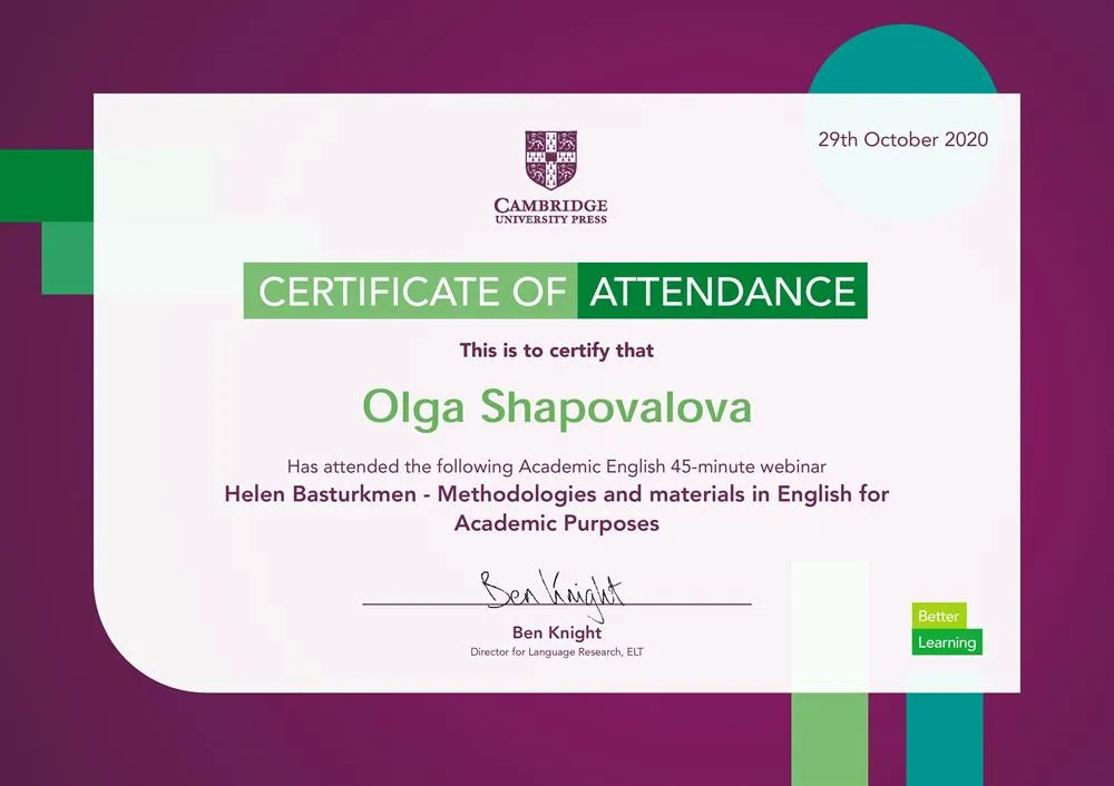 Methodologies and materials in English for Academic Purposes