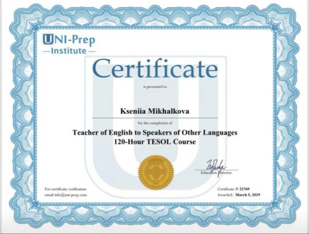 Certificate TESOL