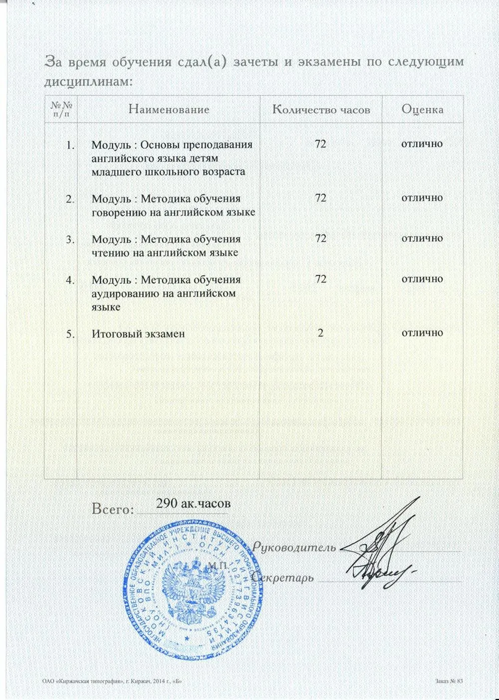 Приложение к диплому