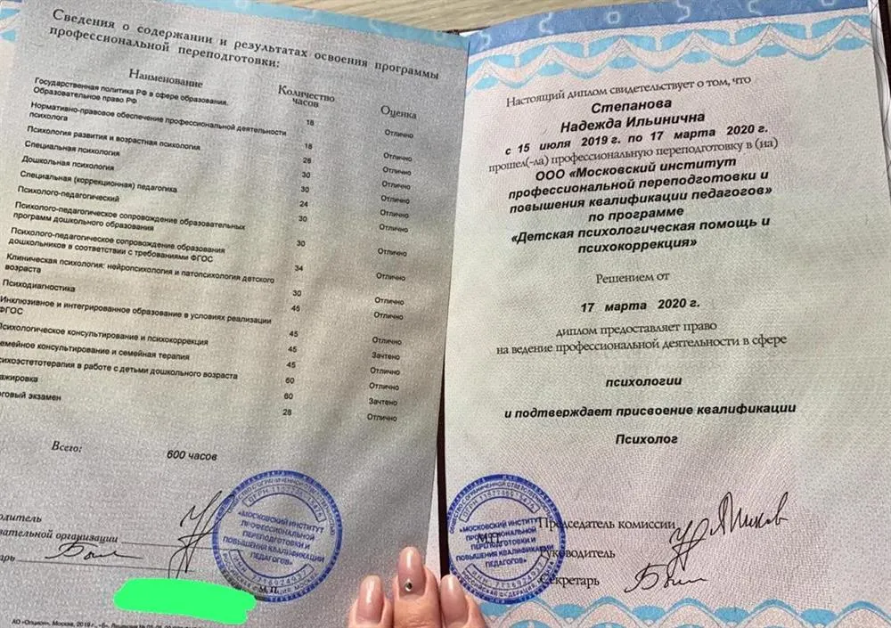Диплом о профессиональной переподготовке 