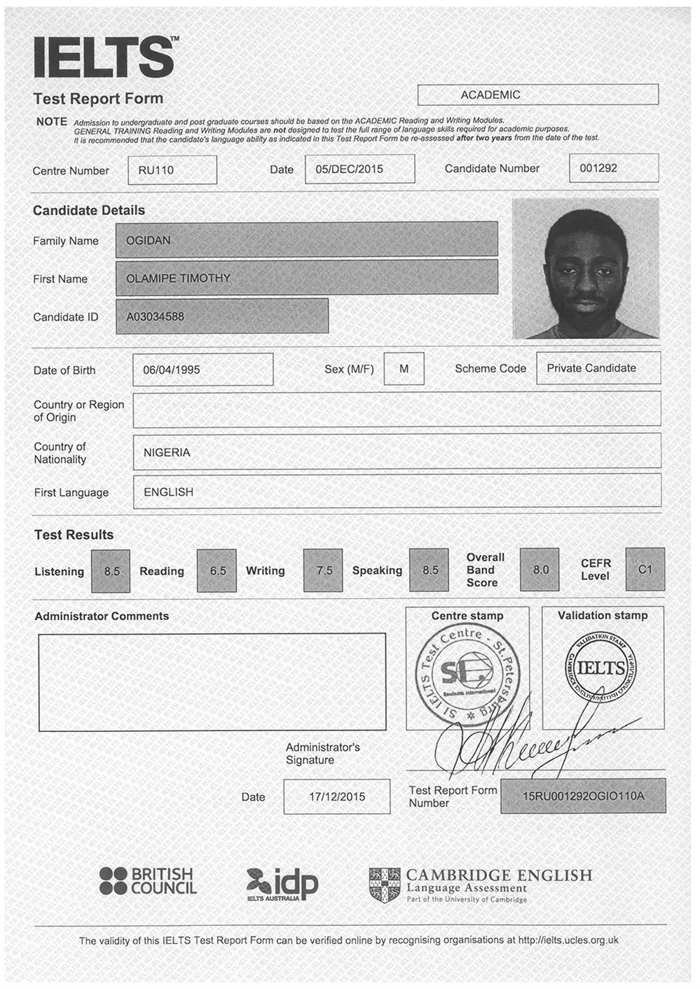 Сертификат IELTS