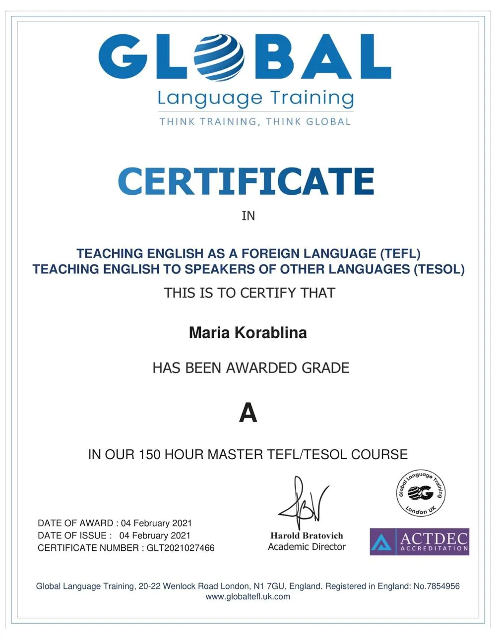 TEFL/TESOL - Grade A