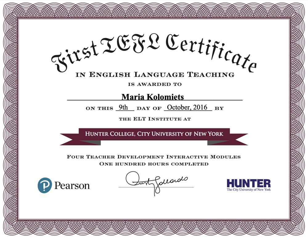 First TEFL Certificate in English Language Teaching