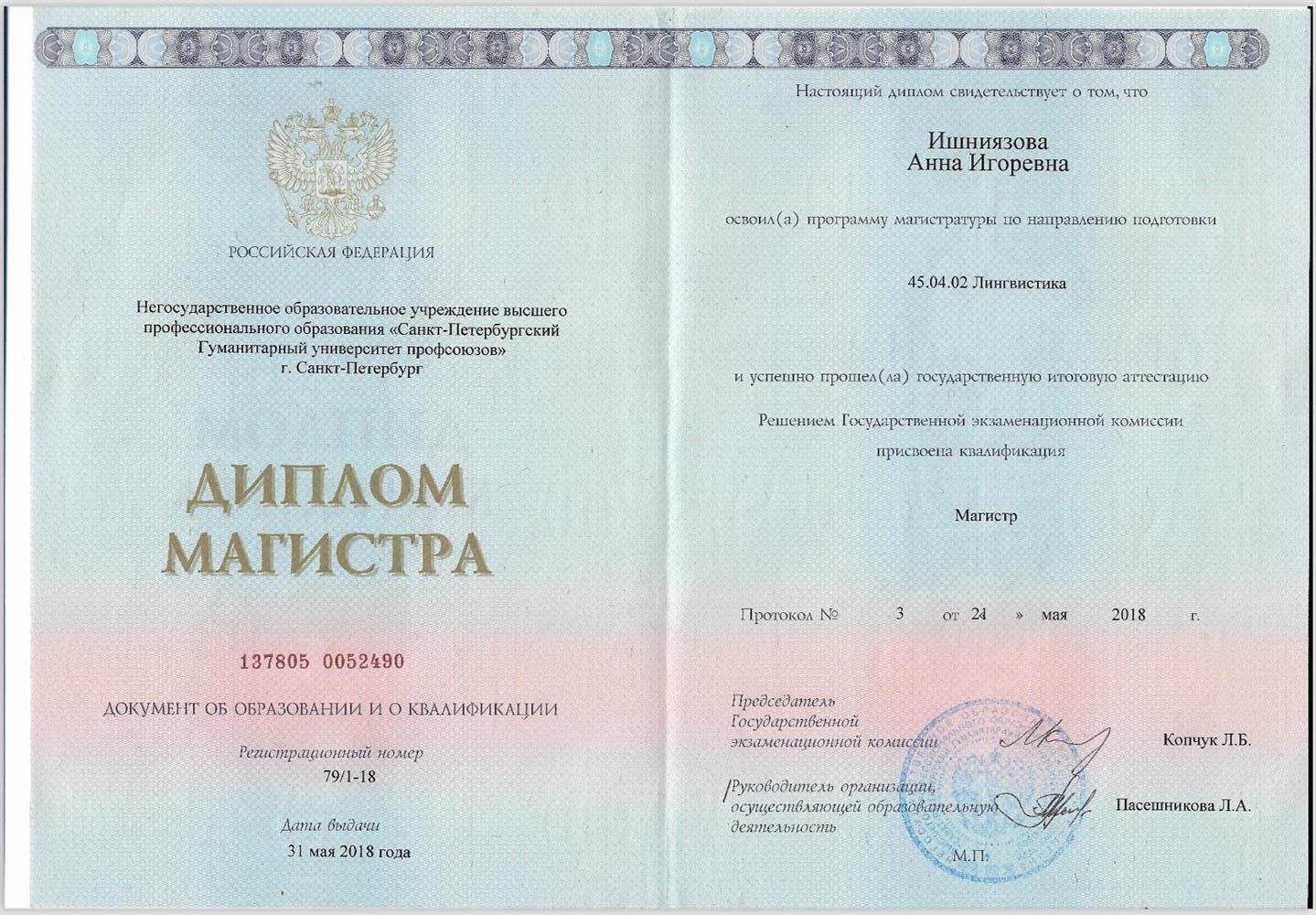 Диплом Магистра 