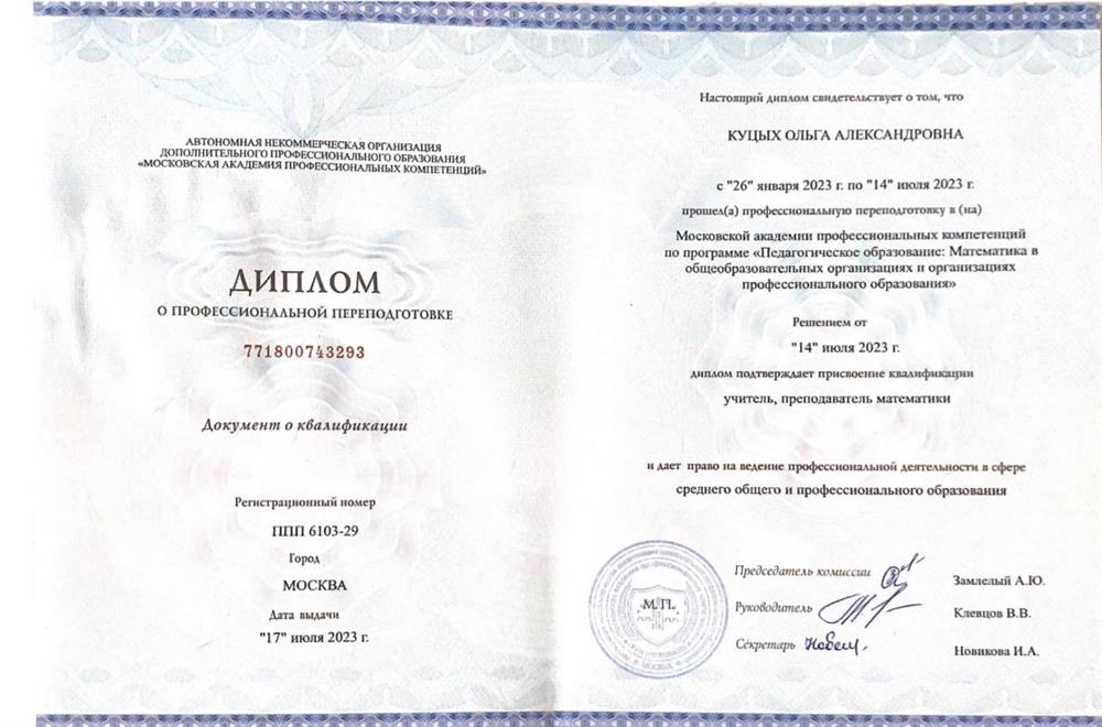 Диплом - повышение квалификации