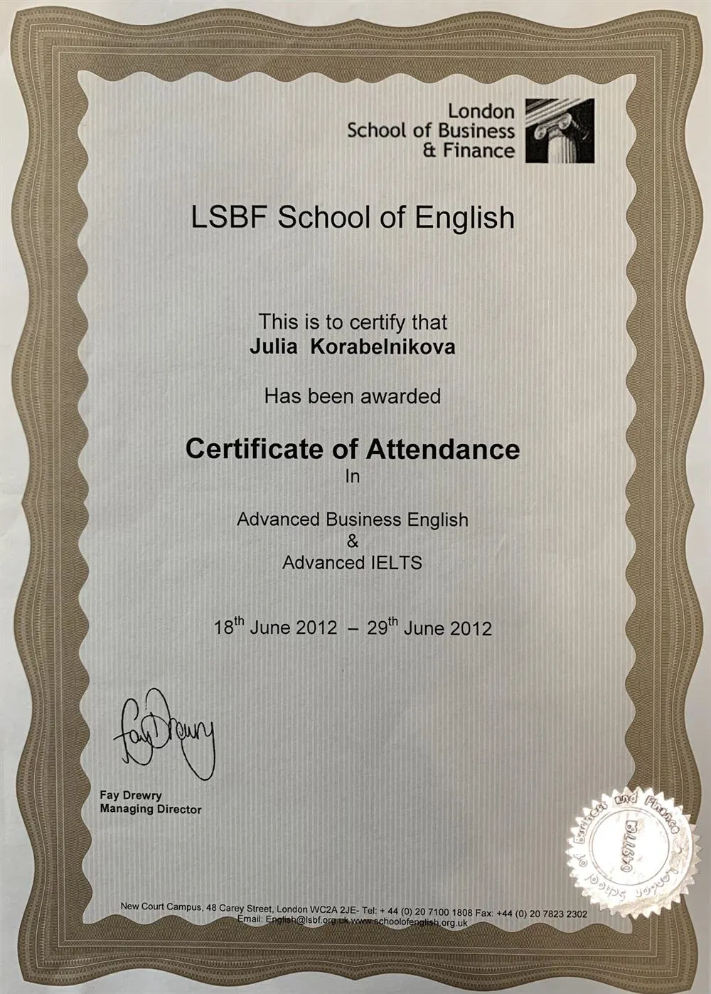 LSBF School of English 2012