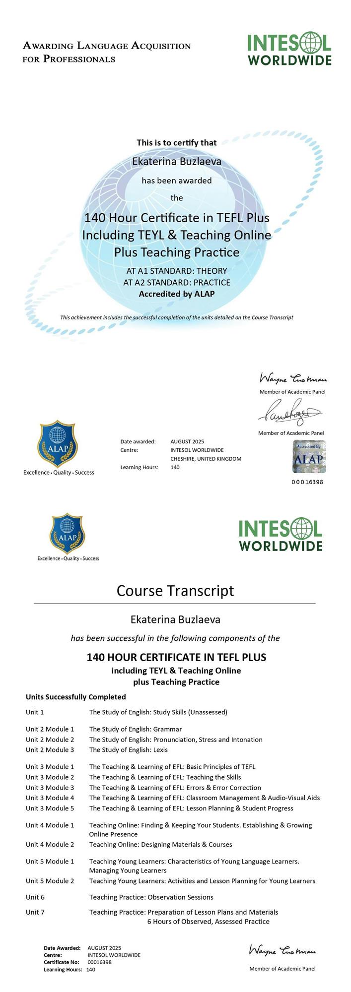 140 HOUR CERTIFICATE IN TEFL PLUS
including TEYL & Teaching Online
plus Teaching Practice