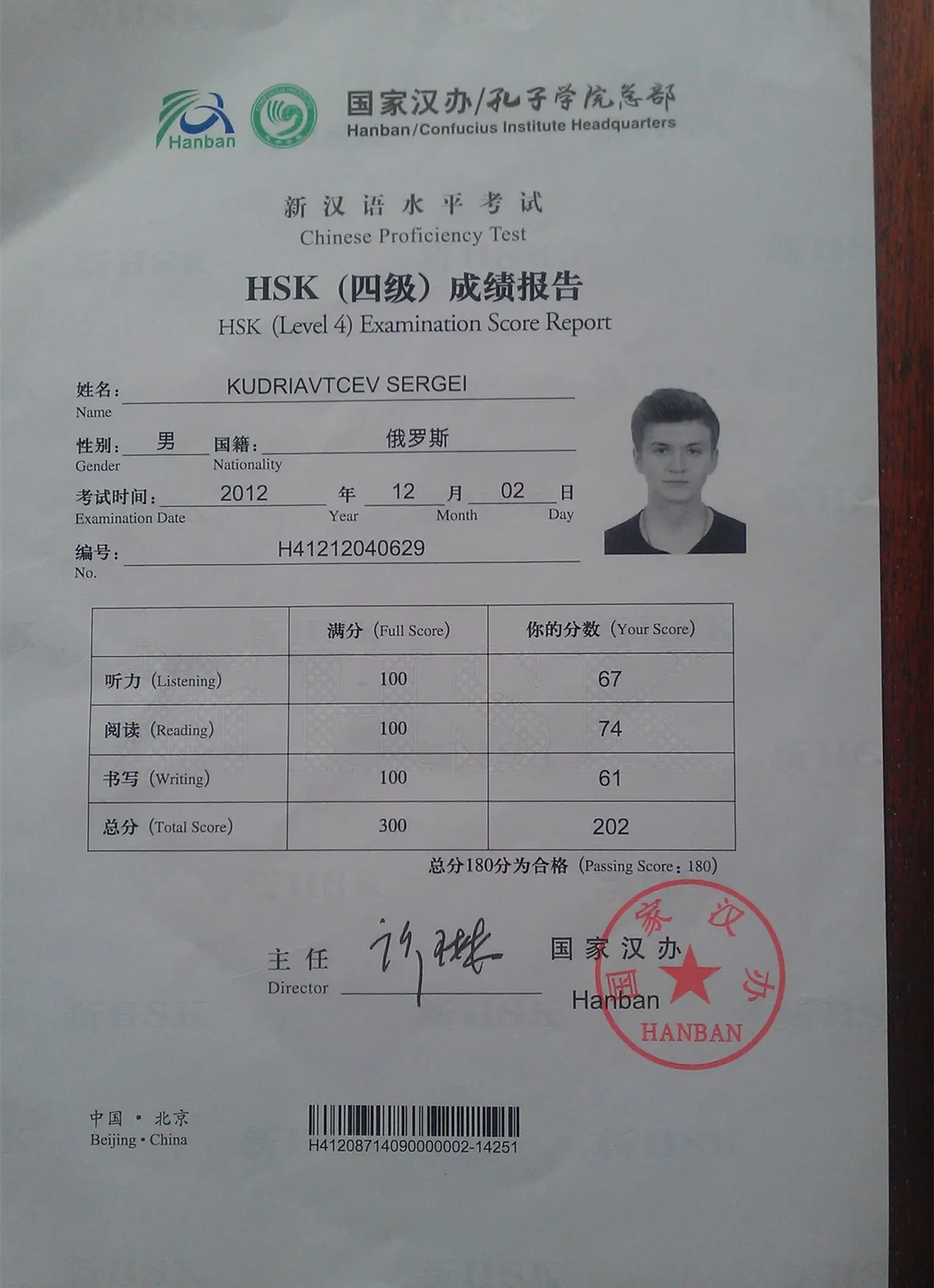 Сертификат HSK	