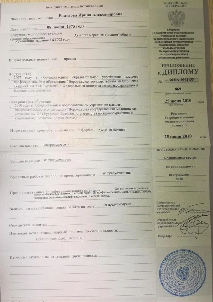 Приложение к диплому