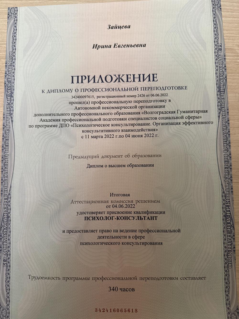 Диплом психолог-консультант