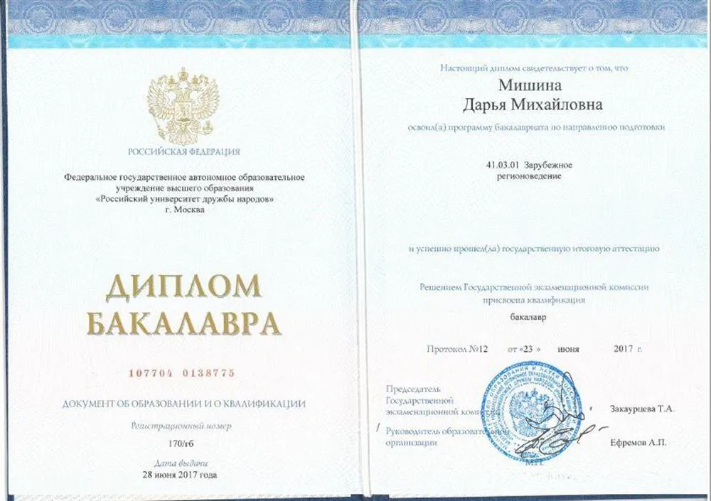 Диплом бакалавра