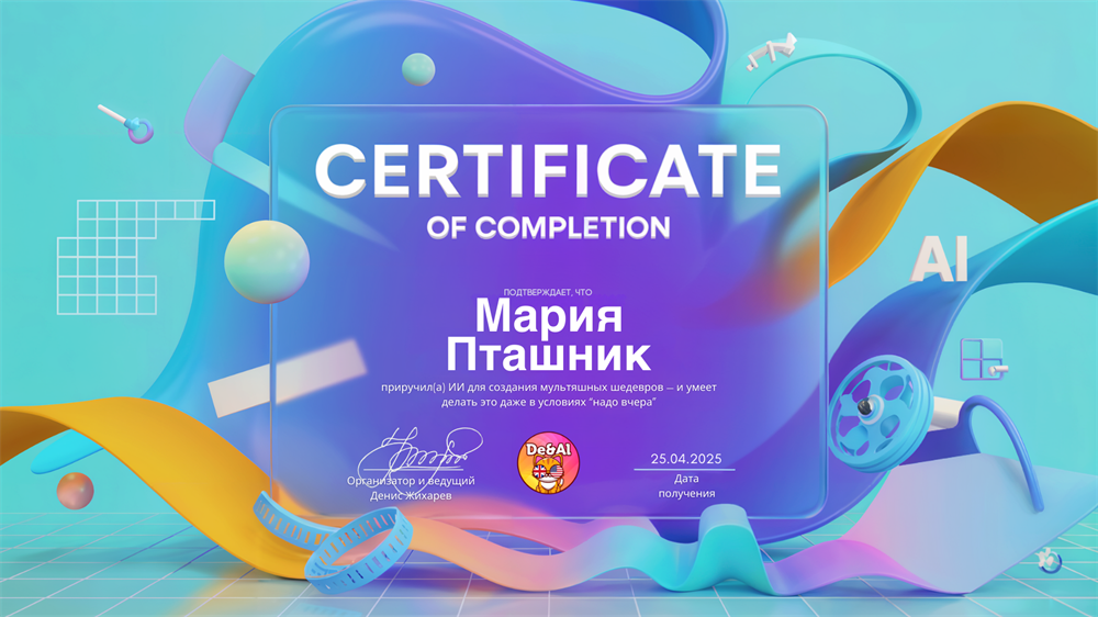 Сертификат об окончании курса по нейросетям в преподавании ин.языков