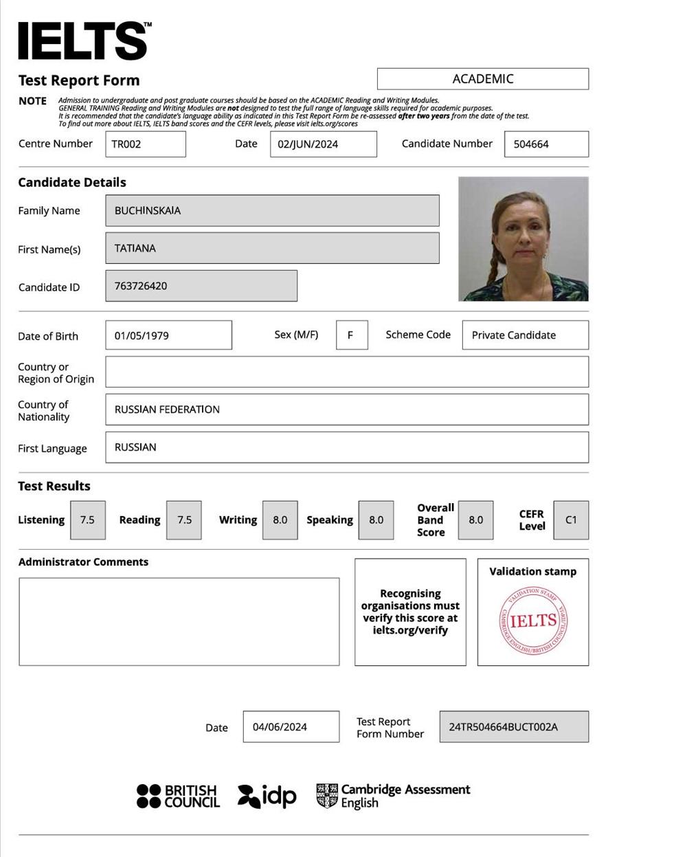 IELTS Certificate