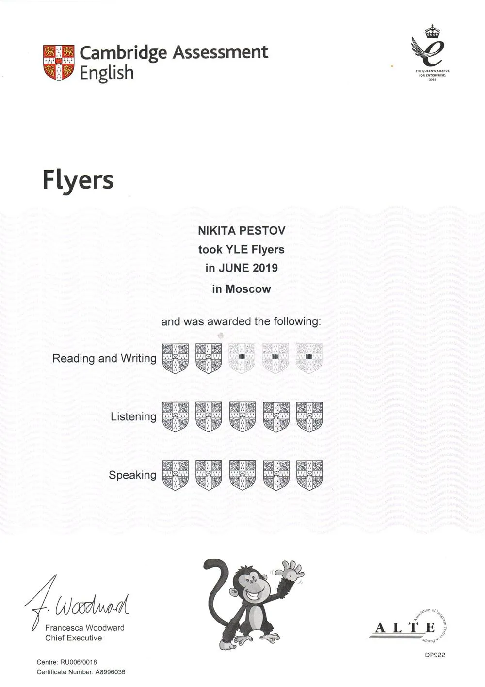 Дипломы моих учеников о прохождении Кембриджских экзаменов